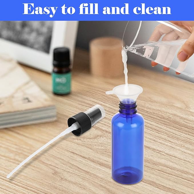 60 Pack Small Spray Bottle 2 oz Spray Bottle with Small Fine Mist Spray and Plastic Cap, Refillable for Essential Oils, Bath, Beauty, Hair & Cleaning(Blue)