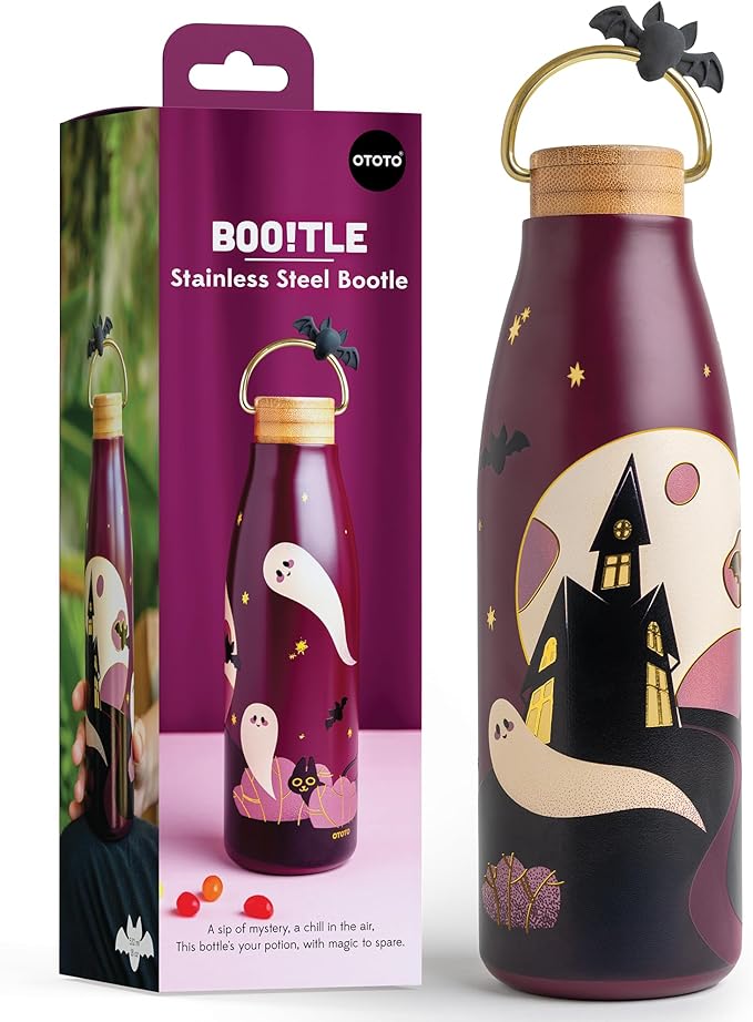 OTOTO Spooky Bootle - Halloween, Halloween Tumbler, Accessories, Insulated Water Bottle, Stainless Steel, Cute Water Bottle, Leak Proof Water Bottles, Spooky, Witchy, Goth Gifts, 18oz.
