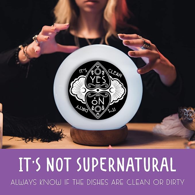 Ouija Board Gothic Dishwasher Magnet – Clean Dirty Sign for Witchy Kitchen Decor, Black Aesthetic Home & Office Accessories, Quirky Apartment Essentials, Ideal Gift for Gothic Enthusiasts