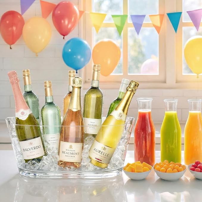 Lifewit 11.5L Ice Bucket for Parties 2 Pcs, Large Portable Drink Bucket for Cocktail Bar, Champagne Cooler for Beverage/Wine/Beer, Mimosa Bar Supplies Chiller Tub with Scoop 38 x18x20 cm/15x7x8 inches
