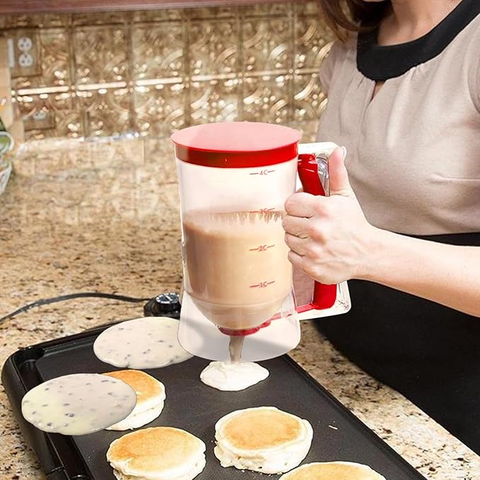 Pancake Batter Dispenser - Batter Separator Maker With Measuring Label - Handheld Batter Funnel Separator - 900ml Batter Pourer Dispenser - Pancake Maker Separator For Pancakes, Cupcakes