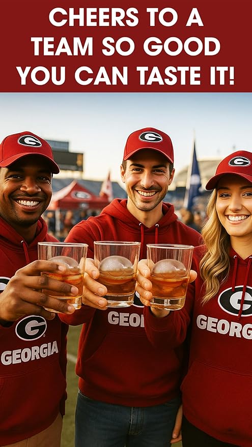 TEAM ICE - Georgia Silicone Ice Cube Tray - Large Silicone Ice Cube Mold for Whiskey & Cocktails, Durable Ice Tray for Game Day Drinks, College Logo Ice Mold for Fans & Tailgate Parties