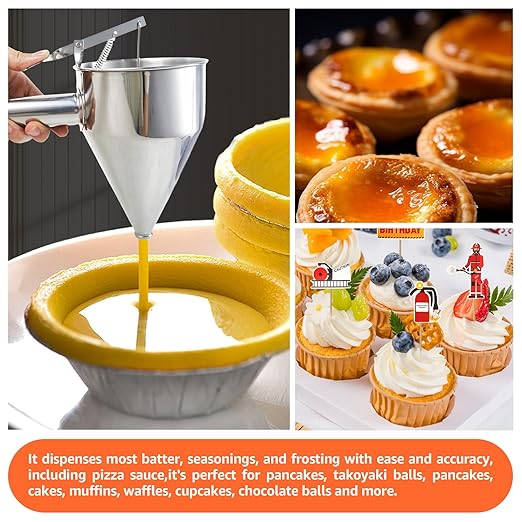 40oz Pancake Batter Dispenser, Large Capacity Cupcake Dispenser with Stand, Cupcake Dispenser Funnel Funnel Cake Dispenser for Pancakes, Cupcakes or Any Baked Goods