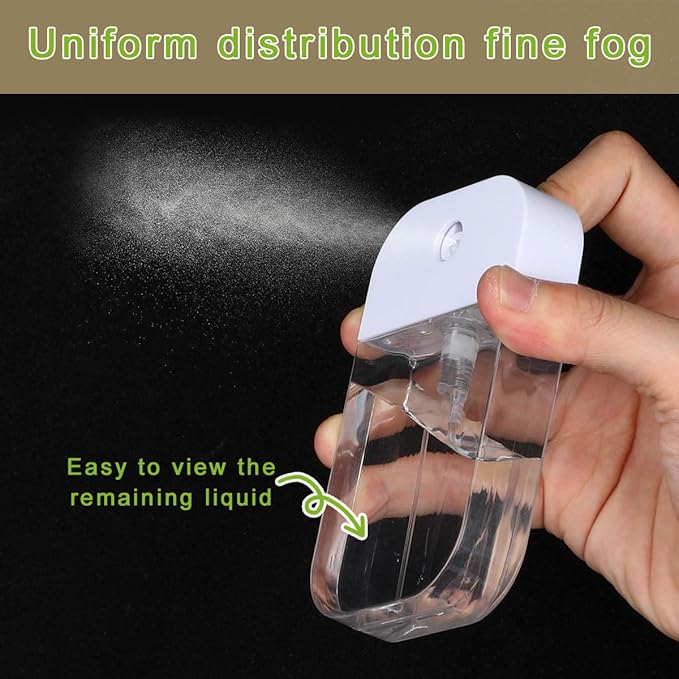 6PCS Portable Card Clear Spray Bottles 50ML Refillable Plastic Perfume Atomizer Vials for essential oils,facial mists hair moisturizing water hand sanitizer,3 funnels are also given away (White)