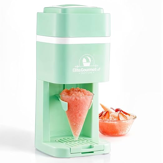 Elite Gourmet Snow Cone & Shaved Ice Maker, ESI2215M, Refreshing Slushies, Margaritas, Boba Drinks, Snow Cone & Holder and Ice Mold, Use Cubed & Bagged Ice, Stainless Steel Shaving Blade, Mint