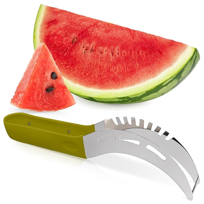 SYAYVO Stainless Steel Watermelon Slicer Cutter Tool – Easy Grip Water Melon Cutter Slicer for Cantaloupe, Honeydew & Papaya | Cheesecake, Fruit Mess-Free Prep for Parties, BBQs & Summer Snacks
