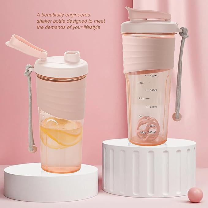 Protein Shaker Bottle,Sports Blender Bottles for Protein Mixes with Whisk Ball,Mixer Bottle,Portable Pre Workout Whey Protein Drink Shaker Cup，Midnight Pink