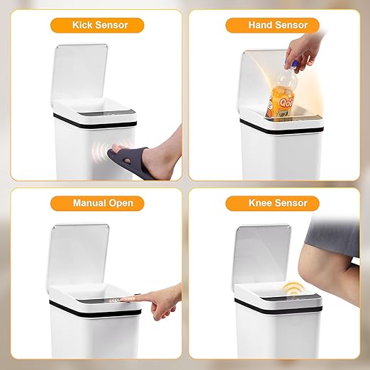 Bathroom Trash Can with Lid 2.6 Gallon Automatic Touchless Trash Cans Small Garbage Can for Kitchen, Toilet, Bedroom, RV, Living Room (2 Pack)