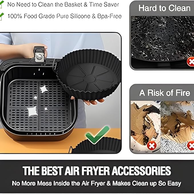 SAMNATE 3pcs Air Fryer Liners reusable - silicone air fryer liners, AirFryer Accessories, Air Fryer Silicone Liner - reusable airfryer liners - air fryer pans - airfryer liners