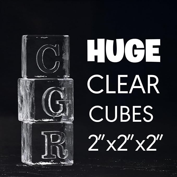 Letter G Monogram Clear Ice Cube Maker, 2" Big Ice Cubes Mold for Whisky and Cocktails, Large Initials Silicone Ice Cube Tray Personalized Gifts for DAD Gifts for Men (Letter G)
