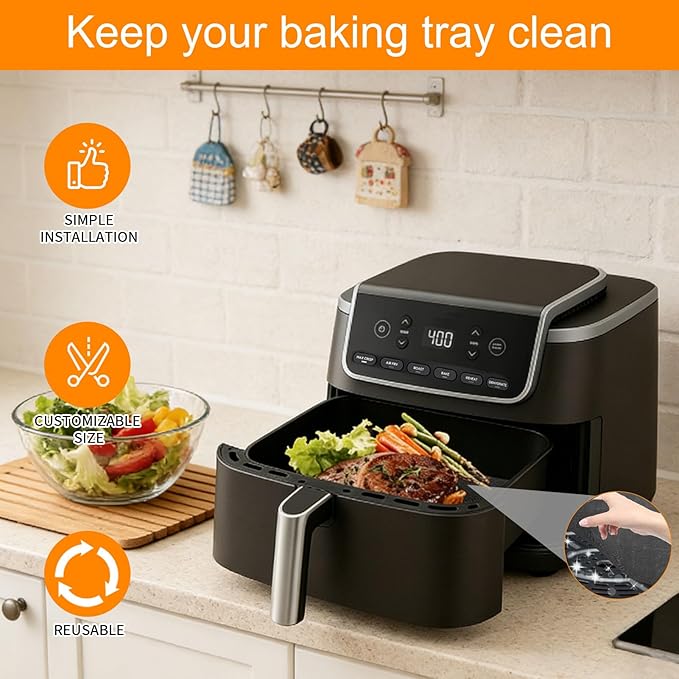 4-Pack Fiberglass Liners for Ninja Air Fryer Pro XL 6-in-1 AF181, 8.39"x8.74" Reusable and Versatile Replacement for Ninja Air Fryer Parchment Paper Heat-Resistant Non-Disposable