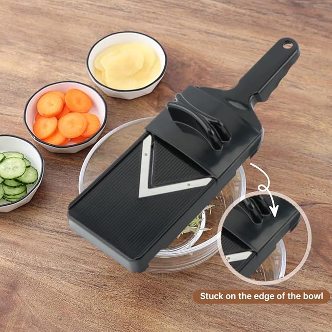 Mandoline Slicer for Kitchen, Multifunctional Handheld Potato Cucumber Slicer, Vegetable Mandoline Slicer with Hand Holder Cabbage Shredder Food Slicer for Potatoes, Onion(black)
