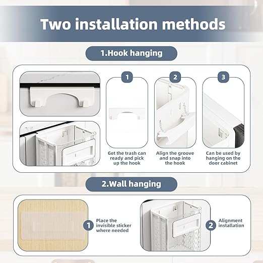 Hanging Kitchen Trash can, Foldable Transparent Trash can, can be Used for cabinets/Cars/bedrooms/bathrooms