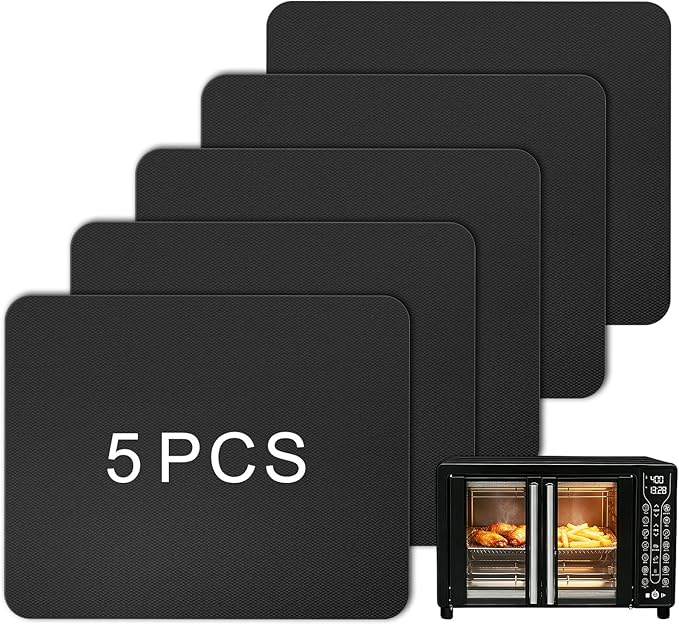 5pcs Teflon Air Fryer Liner for Gourmia GTF7460 Toaster Oven Air Fryer Combo, Reusable Nonstick Oven Mat, Heat Resistant Air Fryer Sheets, Compatible with Gourmia French Door Air Fryer Accessories