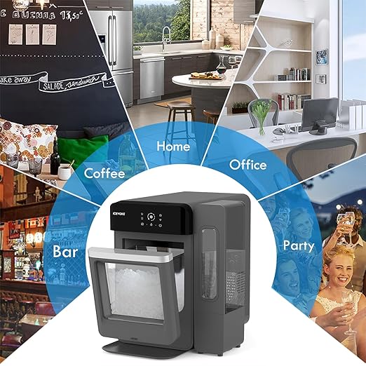 Nugget Ice Maker Countertop with Water Tank, Ready in 10 Mins, 34lbs Per Day, Auto-Cleaning, Chewable Ice Maker with Basket and Scoop, for Home/Party/RV/Camping (Black)
