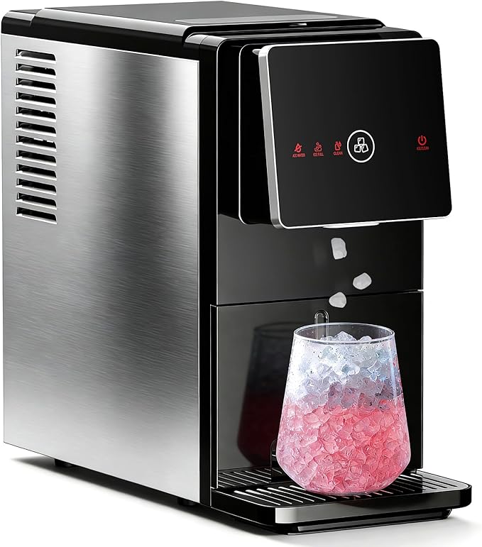 Antarctic Star Countertop Nugget Ice Maker, 33 Lbs/24H Automatic Ice Dispenser, Self-Cleaning Portable Ice Machine, 1.8L Water Tank, Touch Screen & Auto Ice Drop, for Home/Office/Kitchen
