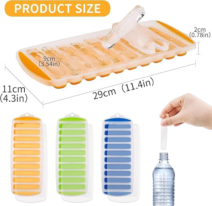 Ice Cube Trays, 2 Pcs Ice Cube Moulds with No-Spill Removable Lid, Easy-Release Silicone and Flexible 28 Ice Trays for Freezer, Whiskey, Cocktail and Drink