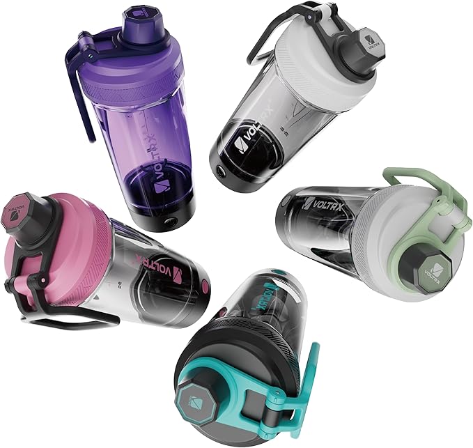 VOLTRX Shaker Bottle, Gallium USB C Rechargeable Electric Protein Mixer, Shaker Cups for Protein and Meal Replacement Shakes, BPA Free, Made with Tritan, 24oz