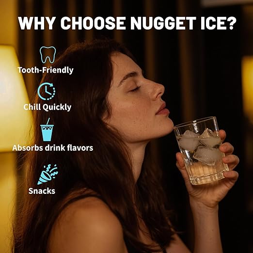 Countertop Nugget Ice Maker with Chewable Soft Ice, 35lbs/24Hrs High Capacity, Self-Cleaning & Automatic Dispensing, Quiet 45dB Operation for Home/Office/Bar (BPA-Free, LED Touch Panel)