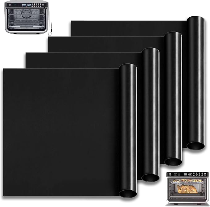 4-Pack Set Fiberglass Reusable Oven Baking Mats for Ninja DT201 DT251 Foodi 10-in-1 Smart XL Air Fry Oven 10.83"x12.4" Non-Stick Air Fryer Liners Heat-Resistant oven liners for bottom of oven