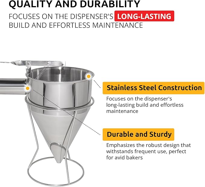 ALDKitchen Dough Dispenser | Stainless Steel | Batter Pourer (Funnel)