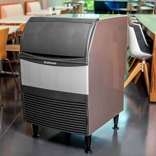 Scotsman UN324A-1 Undercounter Nugget-Style Ice Maker Machine with Bin, 340 lb Daily Production, 80 lb Storage, Stainless Steel, 115V, Air-Cooled Commercial Ice Producer