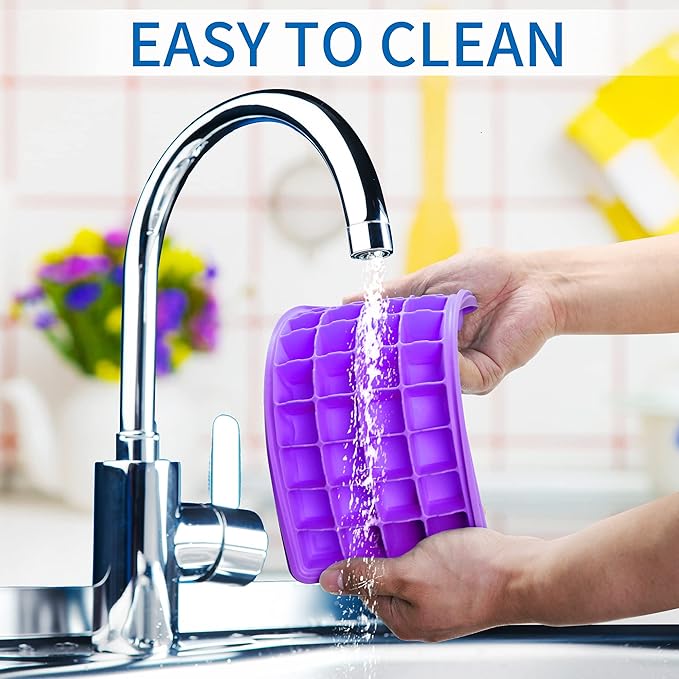 Food-grade Silicone Ice Cube Tray with Lid and Storage Bin for Freezer, Easy-Release 2 * 36 Small Nugget Ice Trays 1 ice Bucket & Scoop, Flexible Ice Cube Molds with Ice Container