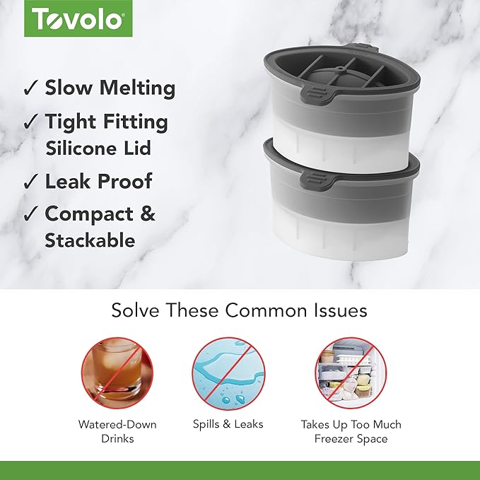 Tovolo Football Ice Cube Mold Pack of 2 Large Craft Ice Molds for Whiskey Bourbon Cocktails Drinks, Dishwasher Safe BPA Free Silicone Ice Mold Football Themed Gifts for Fans, Coaches, Men