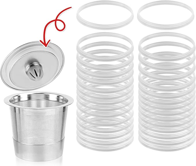 30pcs Silicone Gaskets for Keurig Stainless Steel Refillable K Cup, Reusable Gasket Ring Replacement Silicone Seals for Keurig Reusable k Cup Coffee Filter