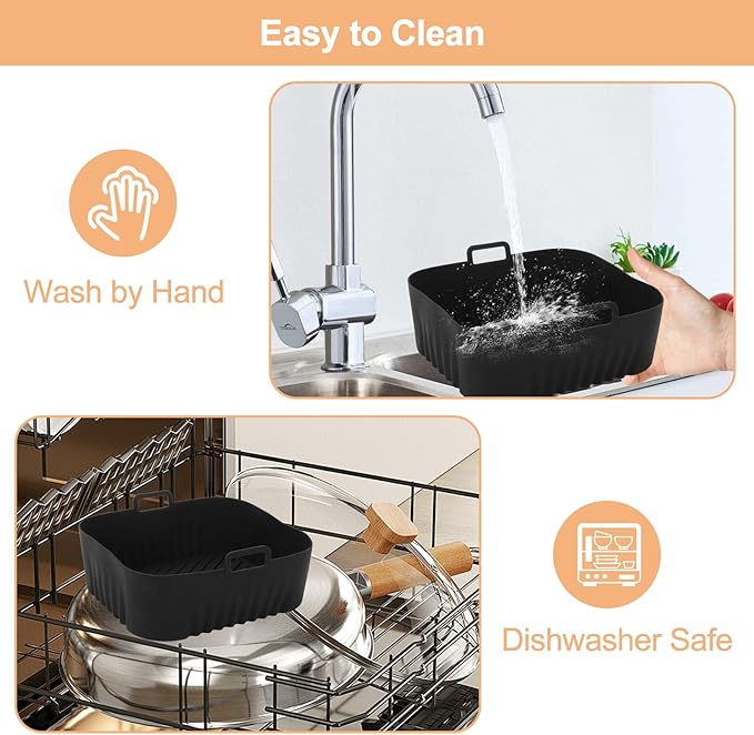 Air Fryer Silicone Liner for Philips Dual Basket Air Fryer 3000 Series 6L/3L,2-Pack Reusable Dual Airfryer Liners Accessories for Philips 9L 2-Drawer NA350/00