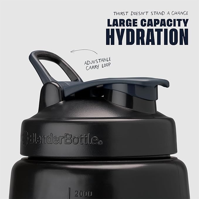 BlenderBottle Hydration Koda V1.5, Half Gallon Water Bottle, 74-Oz, Full-Color Black