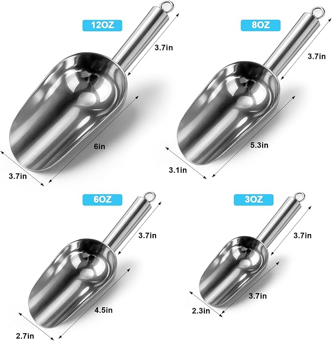 Stainless Steel Ice Scoop for Freezer with Magnetic Hook - Ice Scoop for GE Profile Opal 2.0 Nugget Ice Maker, for Kitchen Bar Party Accessories (3OZ-Silver)