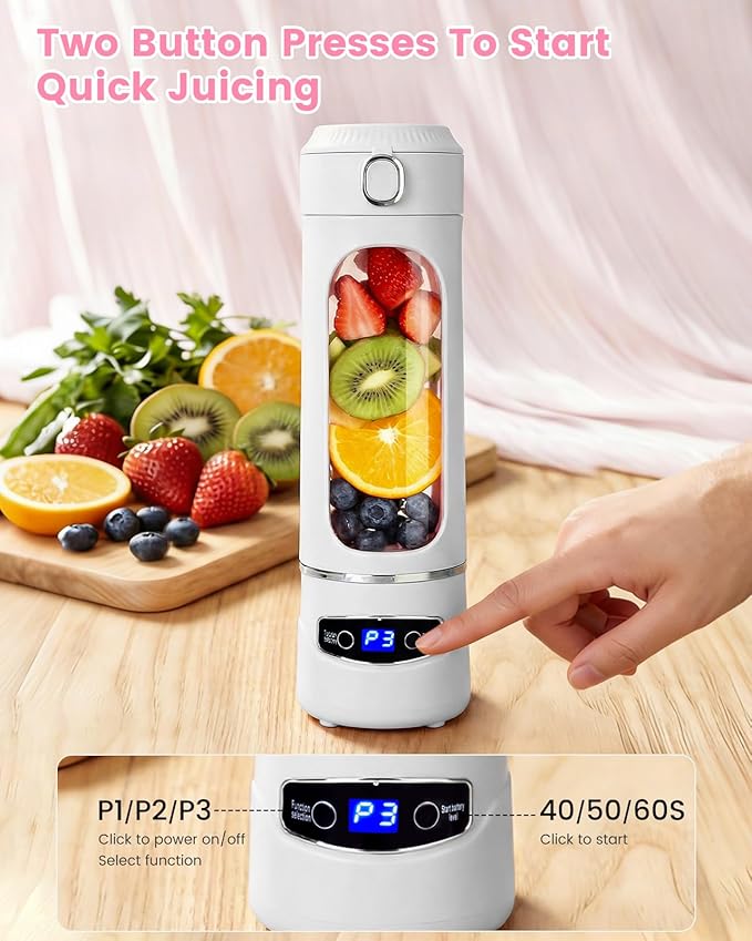 Personal Portable Blender - Smoothies & Shakes - 20Oz/600ml Large Capacity High Power Cordless Blender (White)