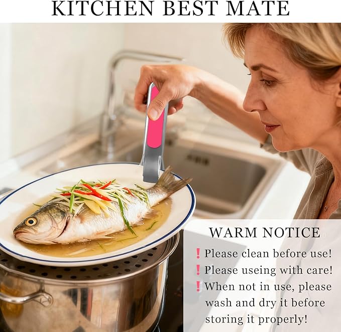 2PCS Hot Plate Gripper,Air Fryer Pans Gripper,Stainless Steel Hot Plate Bowl Retriever,Anti Scald Bowl Holder Clip,Kitchen Lifters Tongs for Egg Custard,Jidangeng,Microwave,Toaster,Oven Steamer