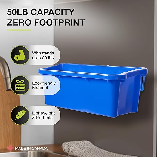 Nova Products Recycle Bin Wall Mount (2 Pack) – Heavy-Duty Garage Organizer & Trash Can Holder, Space-Saving Blue Bin Hanger for Home, Kitchen, Utility Room & Workshop Storage