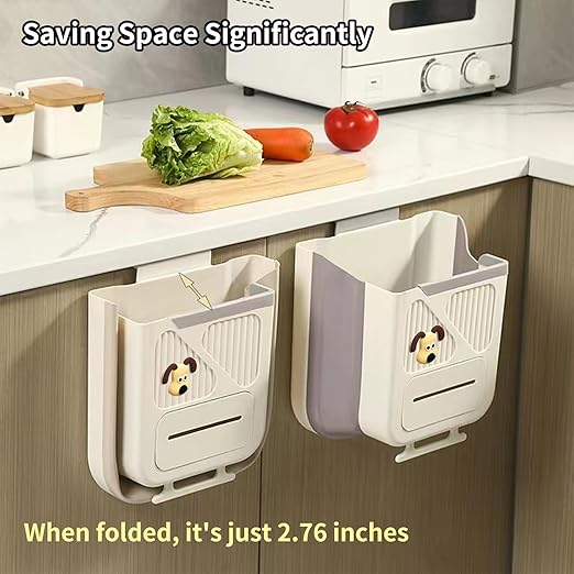 Hanging Trash Can for Kitchen Cabinet Door,2.64 Gallon Collapsible Trash Can,Made of Premium TPR and PP,Ideal for Kitchen and Bathroom, or as A Rv Trash Can and Camping Trash Can
