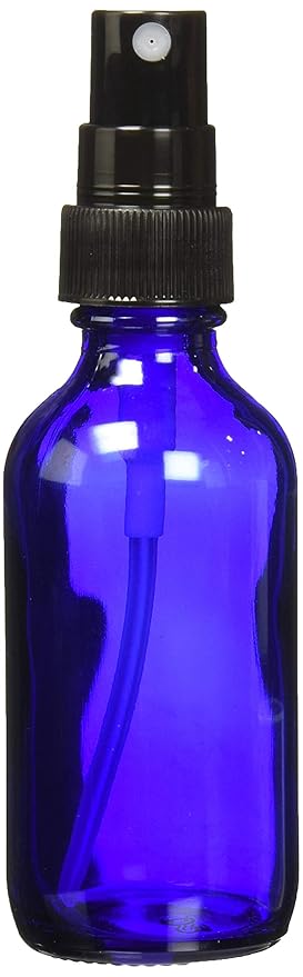 Vivaplex 2 oz Glass Bottles, with Black Fine Mist Sprayers, Cobalt Blue, 12-Count (Pack of 2)