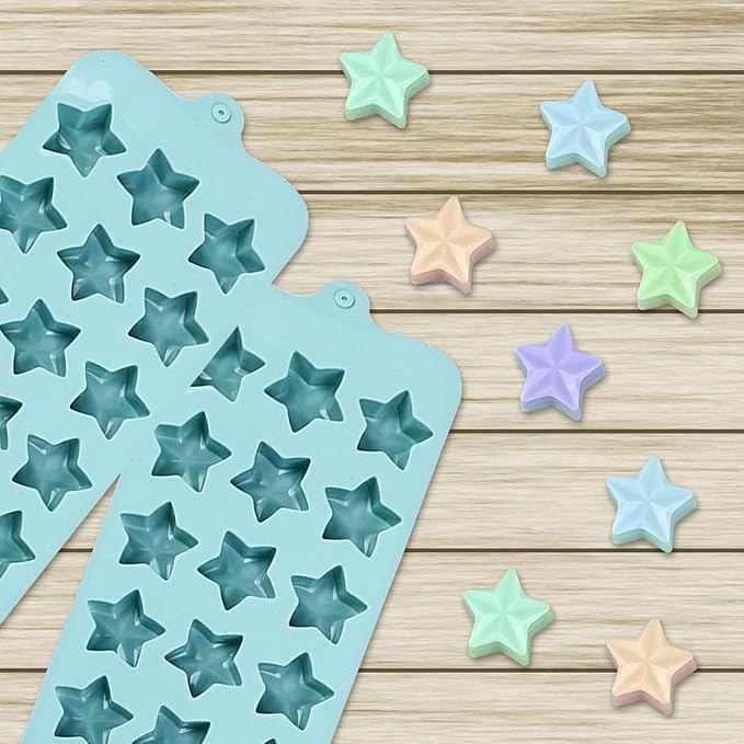 Star-Shaped Silicone Molds, 2-Pack, 15 Cavities Each, Blue