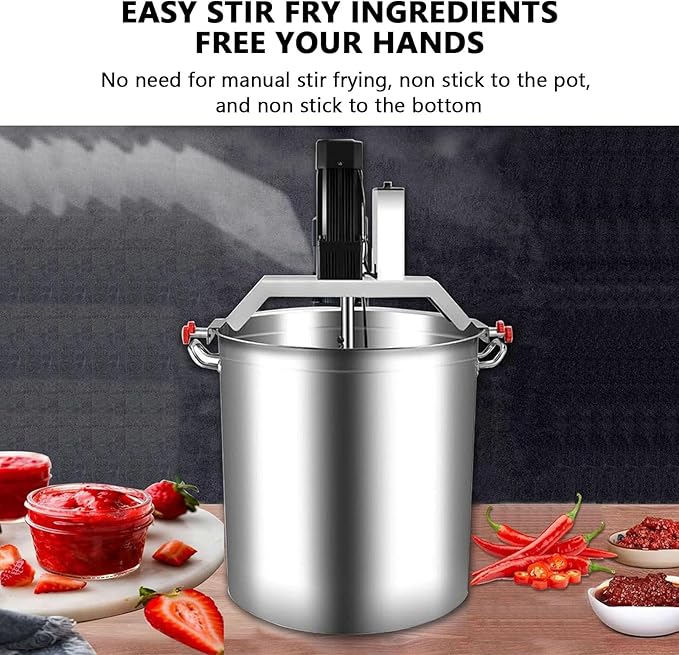Stainless Steel Jam Automatic Stirrer, Sauce Stirrer Frying Machine, Electric Mixer Machine, Automatic Pot Stirrer with 4-Blade Scraper 20L