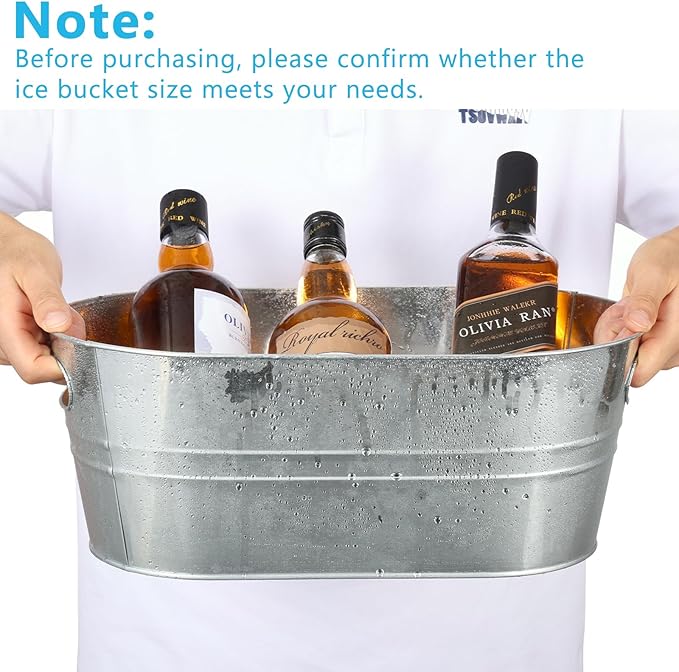 4Pcs 3 Gallon Galvanized Bucket Ice Bucket Large Metal Drink Buckets for Parties Beer Beverage Tub with Scoops for Champagne Cocktails Wine Cooling for Mimosa Bar Supplies