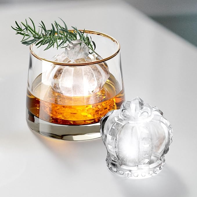 ZOKU Set of 2 Silicone Ice Molds, Crown - King & Queen Crowns, Large Ice Cube Molds for Craft Cocktails, Keep Drinks Colder Longer with Less Dilution, Easy-Release, BPA-Free