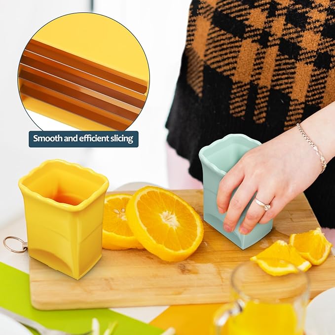 Abaodam Fruit Slicer Cup Set with Lid and Cleaning Brush - 3 Pcs Multifunctional Strawberry Cutter Egg Slicer and Small Fruit Cutter for Kitchen Use