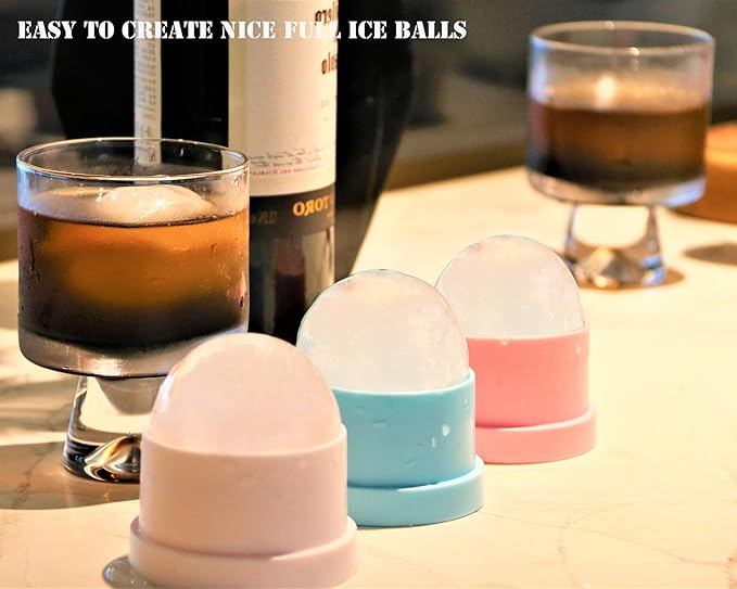 DAPOWER Ice Ball Maker Mold - Set of 4, Round Ice Cube Mold, 2.4 Inch Sphere Ice Cubes for Whiskey, Cocktails, Bourbon (4, White)