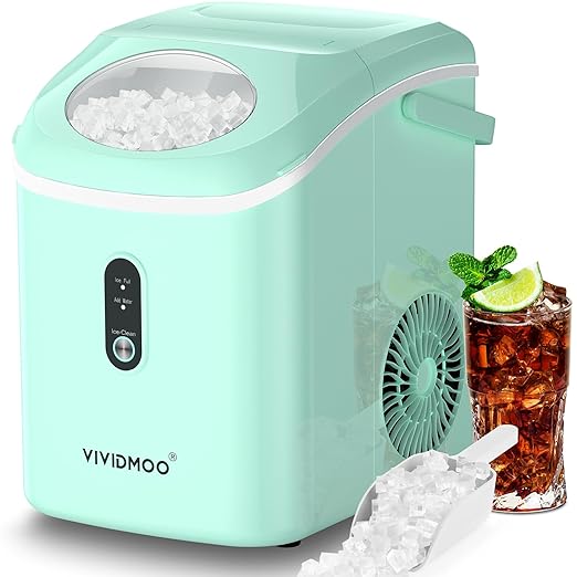 Ice Makers Countertop Nugget Ice Cubes, Portable Ice Maker, Self Cleaning Pebble Ice Machine, 33lbs/24h, Lower Noise, Small Sonic Ice Maker for Home, Kitchen, Office, Counter Top Pellet Ice Generator