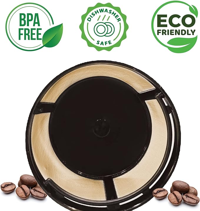 4 Cup Reusable Filter Basket With Closed Bottom Fits MrCoffee Coffee Maker and Brewer - Permanent Filter Replacement for Mr Coffee Gold Basket-Style Filters 2-Pack