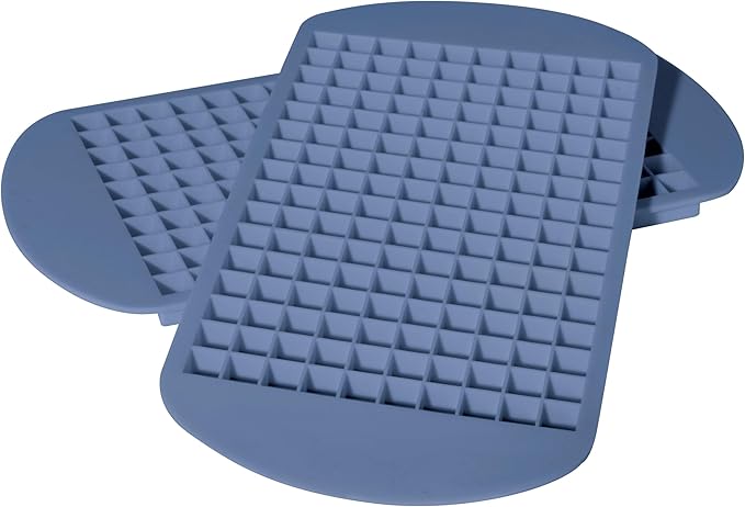 OGGI Small Ice Cube Tray, 2 Mini Ice Cube Trays, Tiny Ice Cube Maker, Flexible 160 Cavity Silicone Ice Trays for Freezer, Crushed Pebble Ice Cubes for Moscow Mules, Cocktails & Juices, BPA Free - Blue