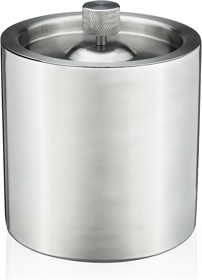 Viski Harrison Stainless Steel Ice Bucket for Restaurants or Home Bars, Insulated Ice Bucket with Lid for Bottles, Stainless Steel Bucket Set of 1