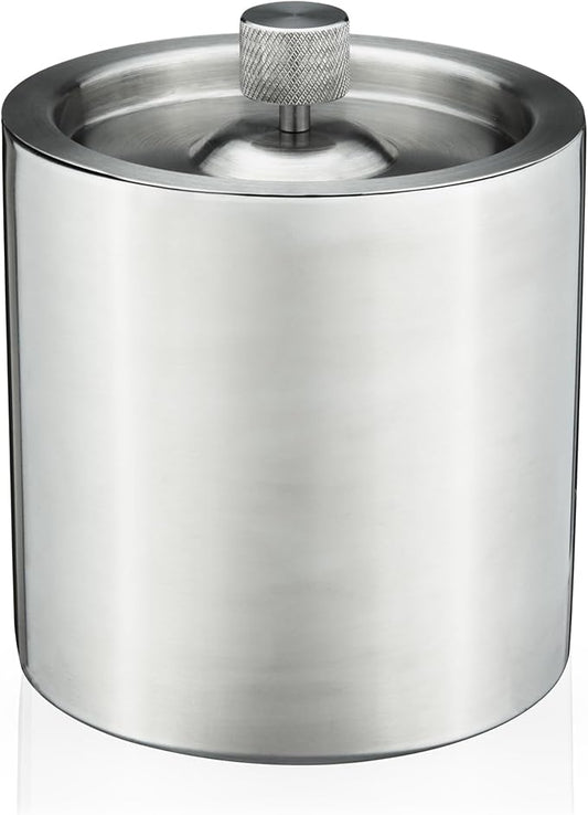 Viski Harrison Stainless Steel Ice Bucket for Restaurants or Home Bars, Insulated Ice Bucket with Lid for Bottles, Stainless Steel Bucket Set of 1