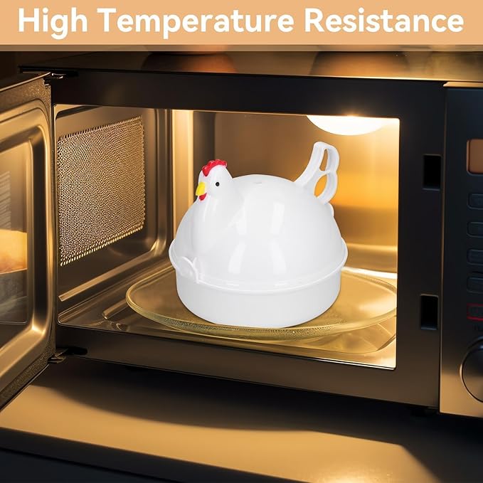Microwave Egg Cooker 4 Eggs, Microwave Egg Boiler Cooker Portable Microwave Egg Boiler Machine Chicken Shaped Steamer Poacher for Poached Eggs, Rapid Breakfast Tool, 4.8x3.7in