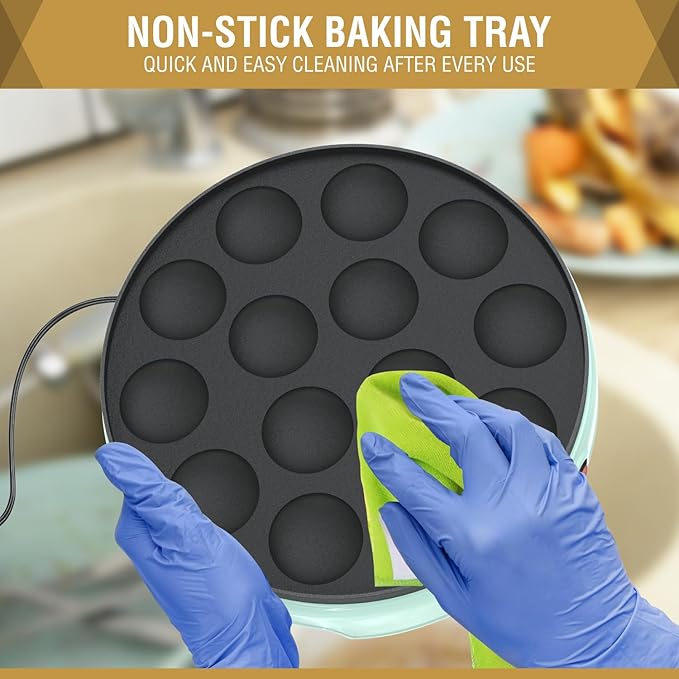 ULTICOR Mini Pancake Maker – 14-Hole Electric Poffertjes Pan – Non-Stick Dutch Mini Pancakes Griddle – Easy to Use, Easy to Clean – Perfect for Breakfast, Desserts, Snacks & More